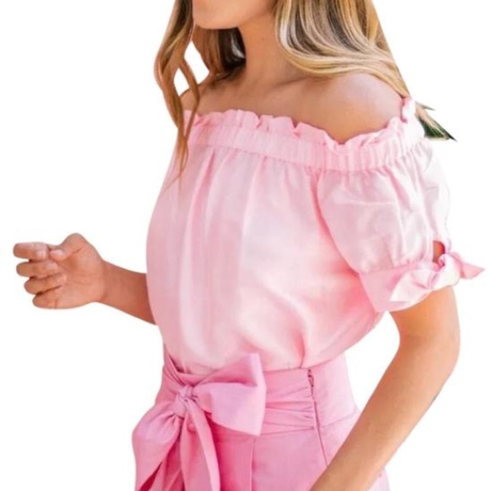 J.Crew Pink Silk Off the Shoulder Top